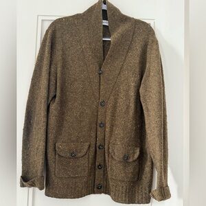 Steven Alan Men Wool Blend Shawl Collar Cardigan Sweater Brown XL